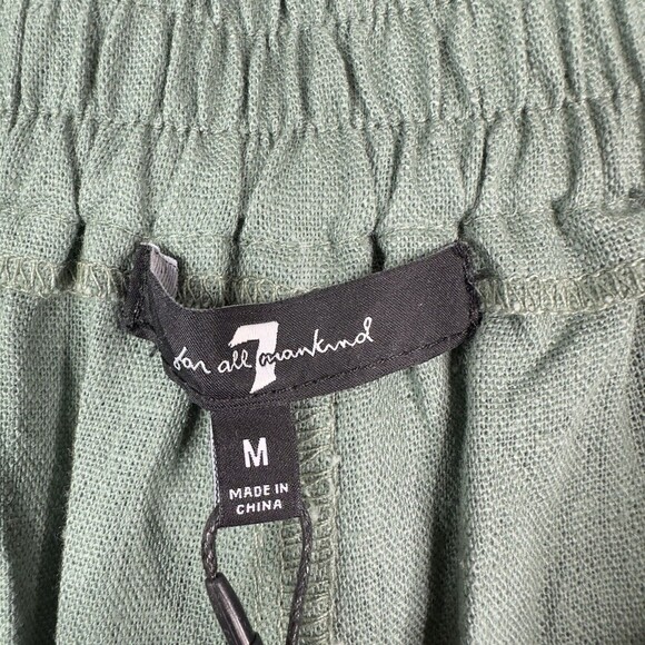 7 For All Mankind Cargo Pants Green Linen Blend Wide Leg High Rise Women’s M NWT - Picture 9 of 16